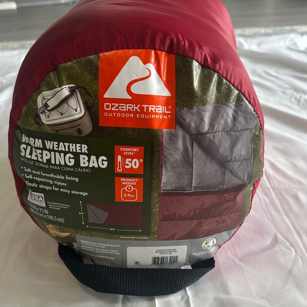 Ozark Trail Red and Gray Sleeping Bag